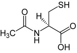 Formule chimique de la N-acétylcystéine (NAC).