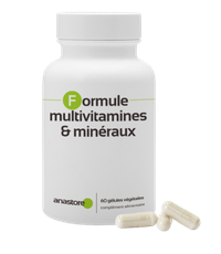 Flacon de complément alimentaire multivitamines de la marque Anastore.