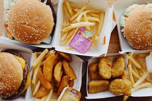 Mauvaise alimentation : des frites et des hamburgers.