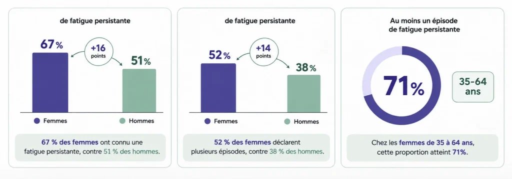 Graphique de la fatigue en fonction du sexe (hommes, femmes)