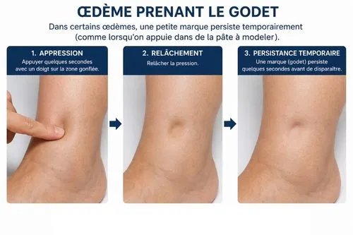 Œdème prenant le godet, test pour voir si l'on fait de la rétention d'eau.