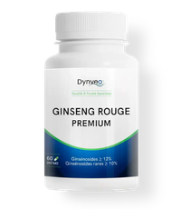 Flacon de gélules de ginseng rouge premium de la marque Dynveo.